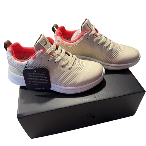 Exatek Anubis Women’s Cream and Coral Golf Shoes - Picture 2 of 12